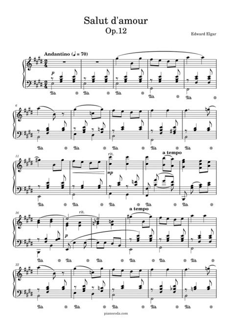 Salut D Amour Sheet Music For Solo Piano