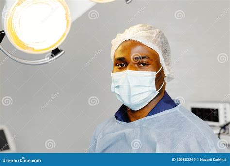 Man Wearing Surgical Mask In Hospital Stock Image Image Of Mask