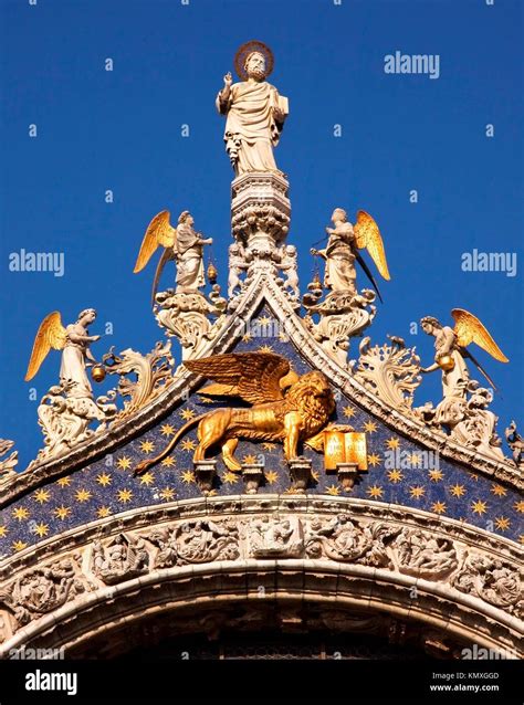 Saint Marks Basilica Cathedral Church Mark Many Angels Statue Venice