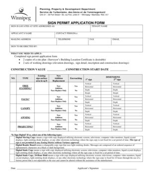 Fillable Online Winnipeg Sign Permit Application Form Winnipeg Fax