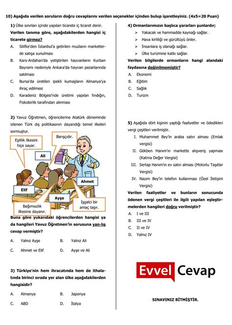 6 Sınıf Sosyal Bilgiler 2 Dönem 2 Yazılı Soruları 2018 2019