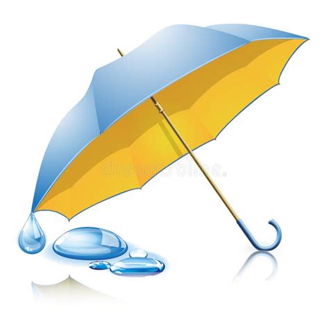 Rain Drops Rippling In Puddle And Umbrella Stock Vector Illustration