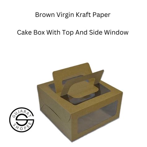 Kg Cake Brown Virgin Kraft Paper Window Box With Handle X X