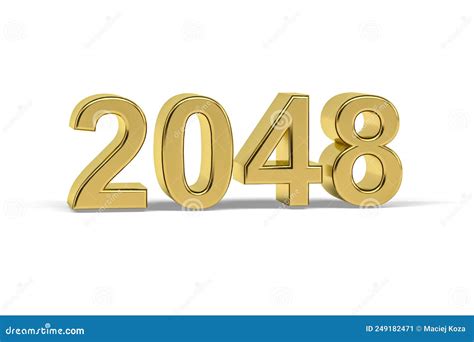 Golden 3d Number 2048 Year 2048 Isolated On White Background Royalty