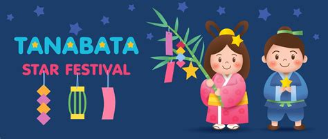 Premium Vector Tanabata Or Star Festival Background With Cowherd And