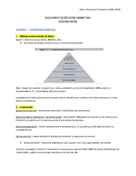 Révision Intra Date dimanche 22 octobre 9h00 12h DOCUMENT DE