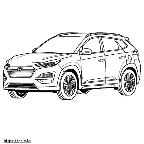 Hyundai Tucson Hybrid Blue 2024 Coloring Page