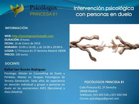 Intervencion Psicologica Personas En Duelo Psicólogos Princesa 81 Ppt