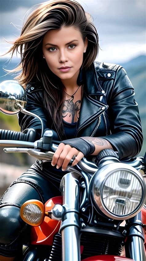 Pin By Ai Generator On Makeup Hairstyles Style Women Lady Biker