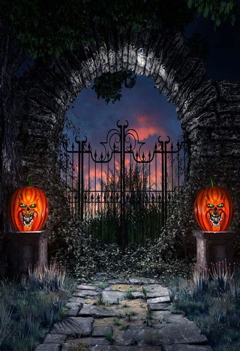 Buy Discount Hell Gate Scary Of Night Halloween Backdrop For