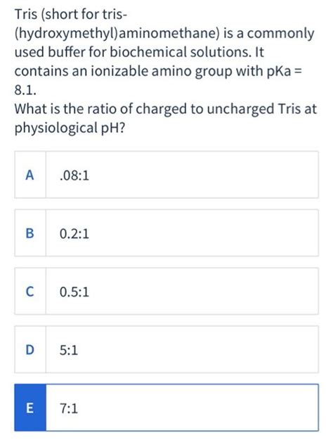 Solved Tris Short For Tris Hydroxymethyl Aminomethane Is Chegg