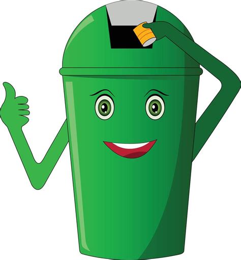 Cute Happy Cartoon Dustbin Vector Illustration Vector Art At