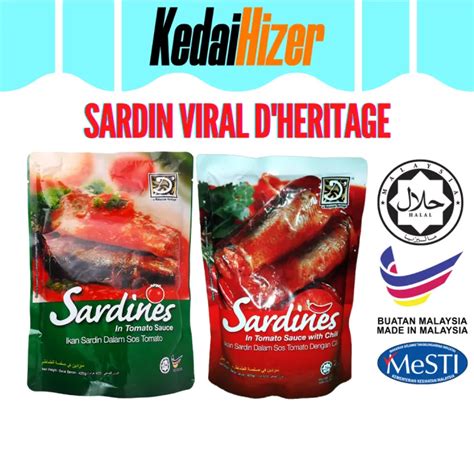 Sardin Viral D Heritage Di Dalam Sos Cili Dan Tomato Berat 425gm Lazada