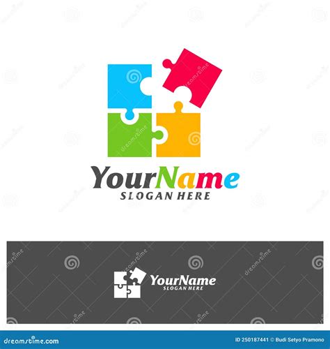 Colorful Puzzle Logo Design Template Puzzle Logo Concept Vector Stock