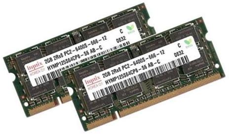 Hynix 2x 2gb 4gb Kit Ddr2 800 Mhz Pc2 6400 So Dimm Hymp125s64cp8 S6