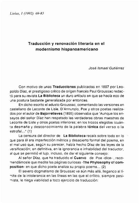 Pdf Traducción Y Renovación Literaria En El Modernismo Dokumen Tips