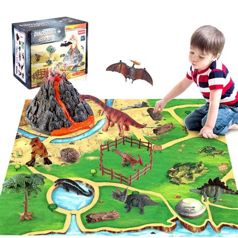 Tapis De Jeu De Dinosaure Avec Figurines Et Volcan Inclus Freakworldz