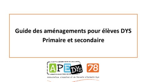 Pdf Gratuit Guide Des Am Nagements Pour L Ves Dys Primaire Et