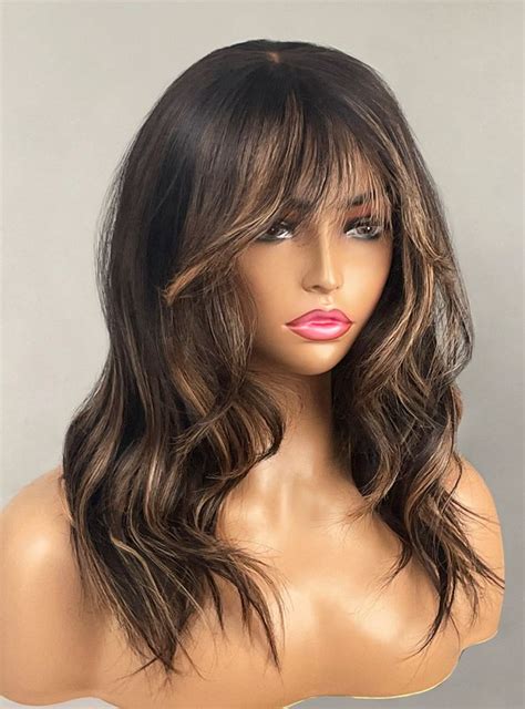 Blonde Highlight Curtain Bangs Wavy Scalp Top Wig Styledbyemilia005