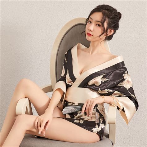 Jual Erotis Lingerie Wanita Ukuran Plus Cetak Kimono Jepang Renda Up Piyama Seksi Saueration