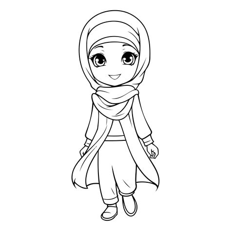 Premium Vector Cute Muslim Girl Wearing Hijab Icon Over White Background