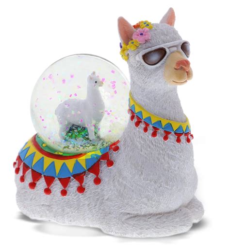 Cota Global Llama Snow Globe Decor Elegant Pink Sparkle Glitter