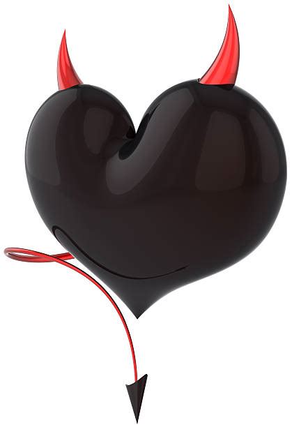 10 Black Devil Heart Horned Love Cheater Concept Stock Photos