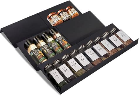 Amazon MIUKAA Clear Acrylic Spice Drawer Organizer 4 Tier 2 Set