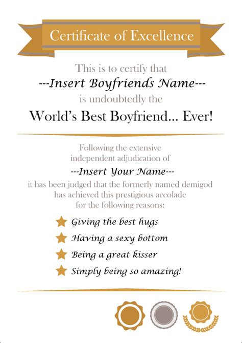 Editable Best Boyfriend Certificate Instant Download Boyfriend Gift ...