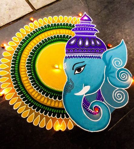 Latest Ganesh Rangoli Designs Ideas And Pictures For