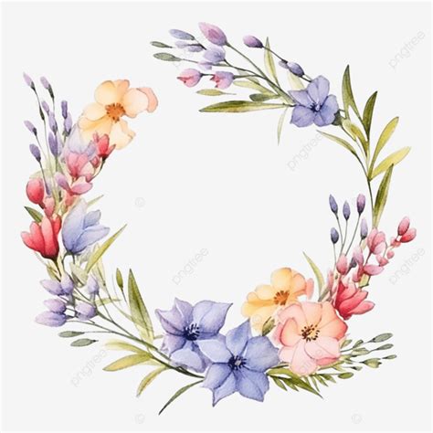 Wildflowers Wreath Watercolor Clipart Wreath Clipart Watercolor