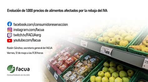 Evolución de 1 000 precios de alimentos afectados por la rebaja del IVA