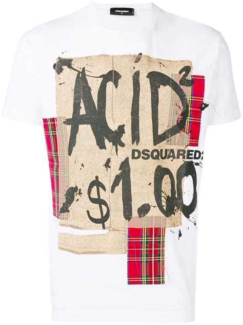 Dsquared Graphic Print T Shirt In White Modesens