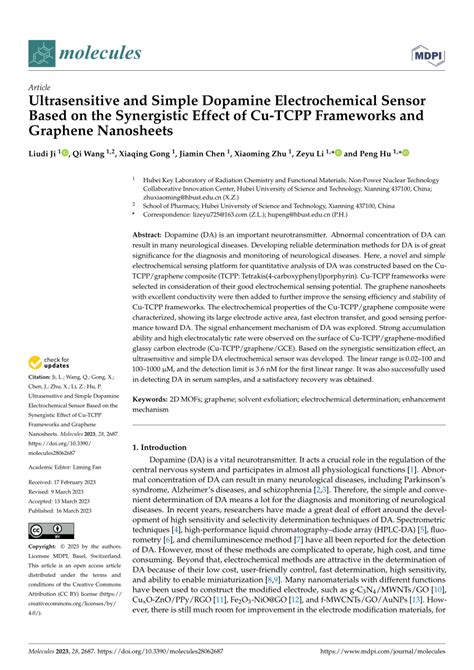 Pdf Ultrasensitive And Simple Dopamine Electrochemical Sensor Based