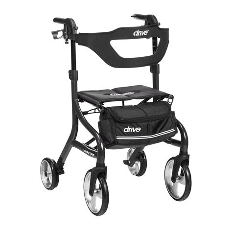 Drive Medical Nitro Sprint Foldable Rollator Walker With Seat Tall Height Lightweight Rollator