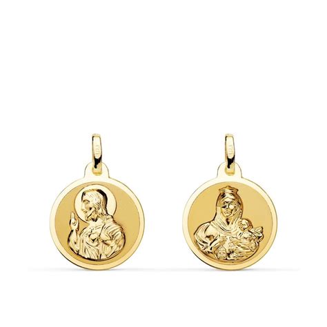 Coraz N De Jes S Virgen Del Carmen Escapulario Medalla Oro K Unisex