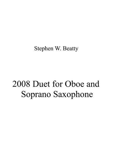 Duet For Oboe And Soprano Saxophone Op 2008 Beatty Stephen W Imslp