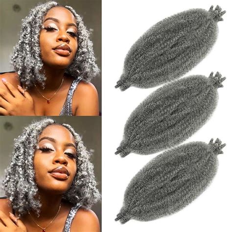 Amazon Gray Marley Twist Braiding Hair Springy Afro Kinky Cuban