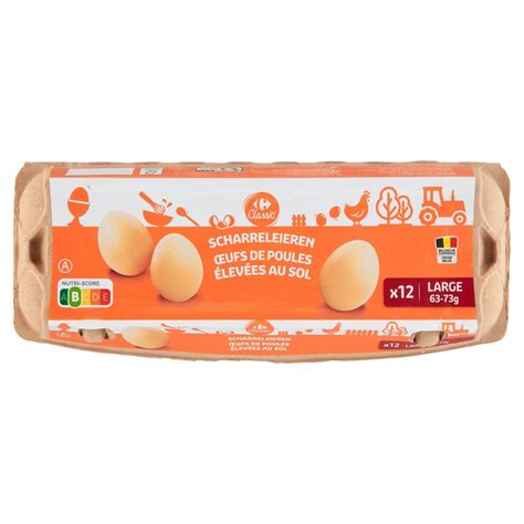 Carrefour Classic Œufs de Poules Élevées au Sol Large 12 Pièces