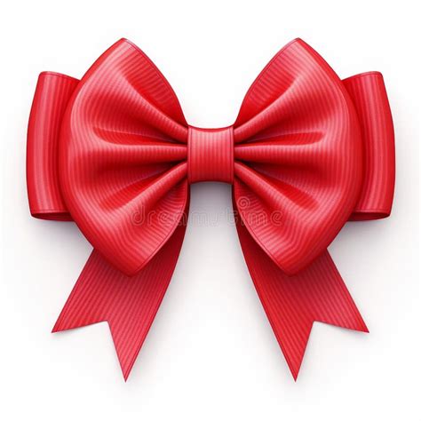 Vivid Crimson Bow And Ribbon On A Stark White Background Ai Generated