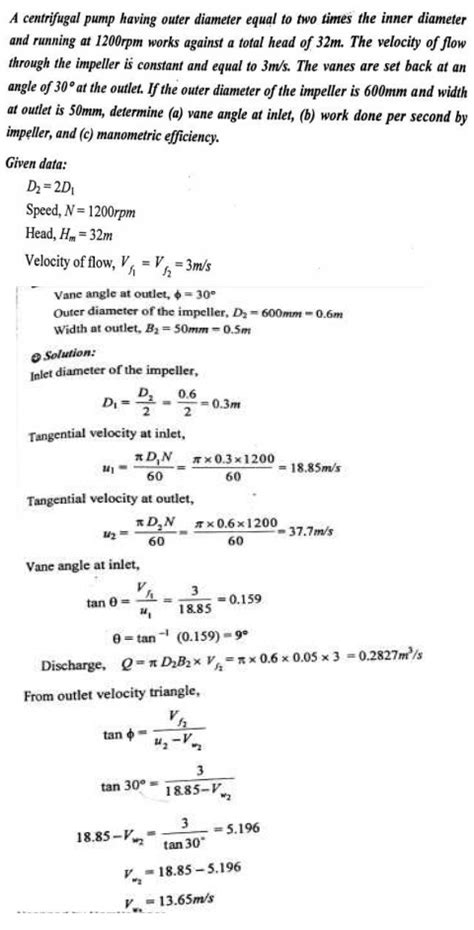 Important Answers And Solved Problems Fluid Mechanics Pumps