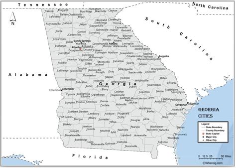 Map of Georgia Cities, List of Cities in Georgia by Population ...