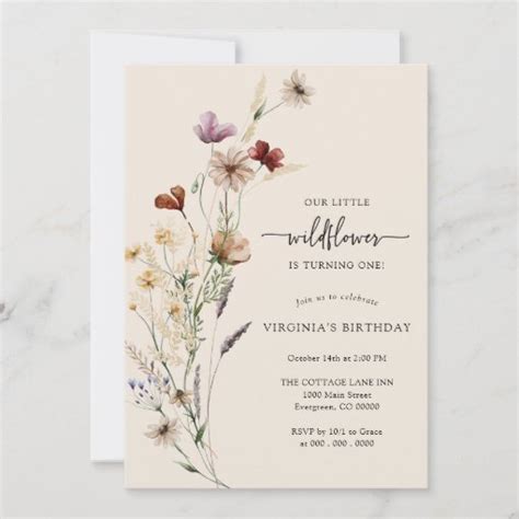 Boho Wildflower Birthday Invitation Zazzle