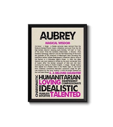 Aubrey Personalized Name Print Typography Print Detailed