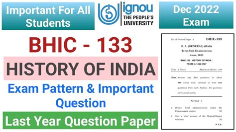 Ignou Bhic Previous Year Question Paper History Of India Bhic