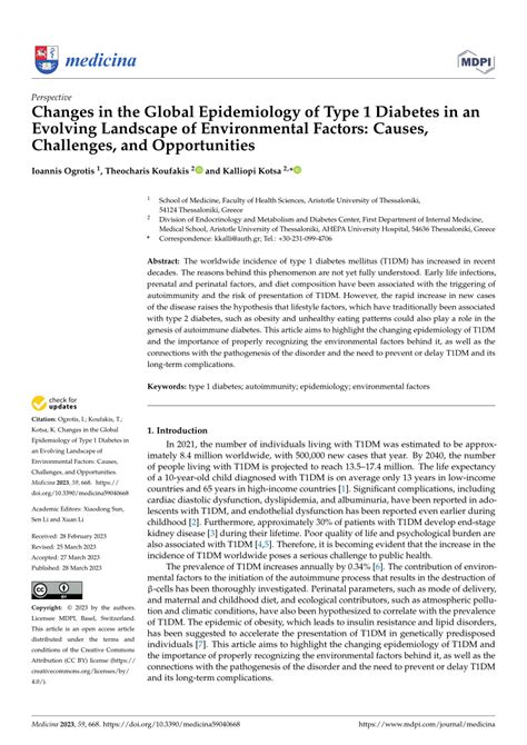 Pdf Changes In The Global Epidemiology Of Type Diabetes In An