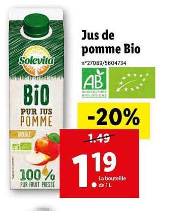 Promo Jus De Pomme Bio Solevita Chez Lidl Icatalogue Fr