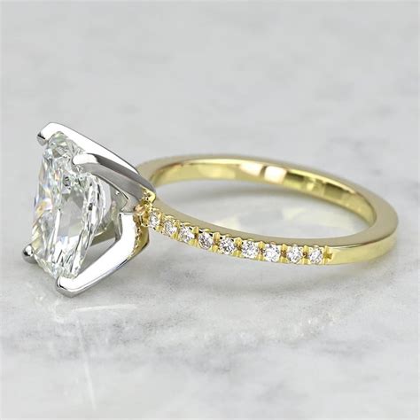 Carat Lab Created Radiant Diamond Petite Pave Engagement Ring