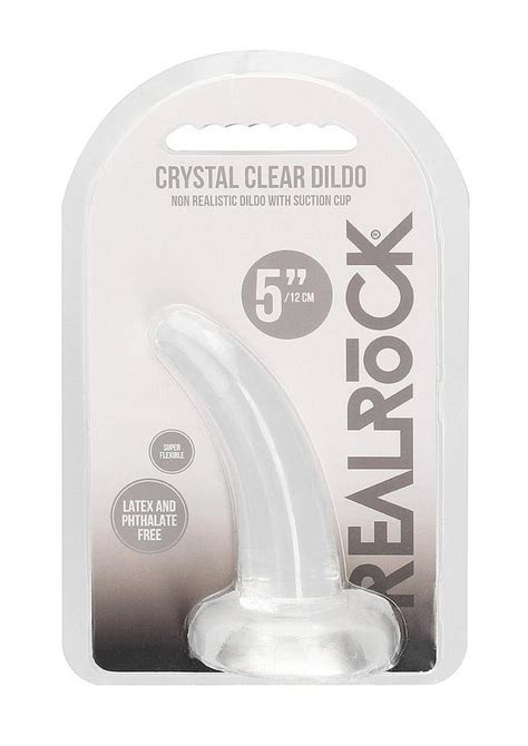 RealRock Crystal Clear Non Realistic Dildo With Suction Cup In Clear Pure Pleasure Toys