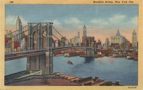 Walk in New York: New York Vintage : Postcard : Brooklyn Bridge